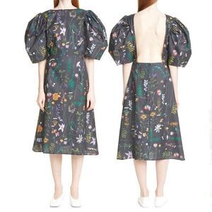 Dauphinette Bleeding Hearts Scrapbook Floral
Botanical Print Puff Sleeve Open Ba